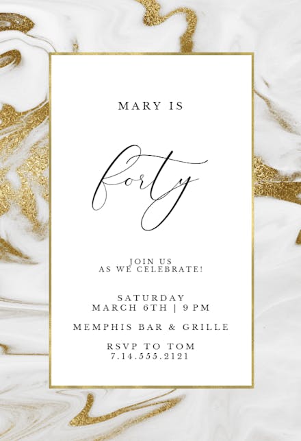 Marble frame - Invitación De Cumpleaños