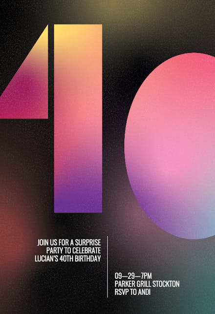 Milestone Birthday 40 - Birthday Invitation Template (Free) | Greetings