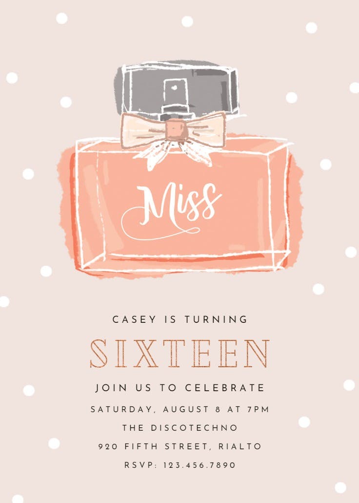 Miss - invitación de cumpleaños