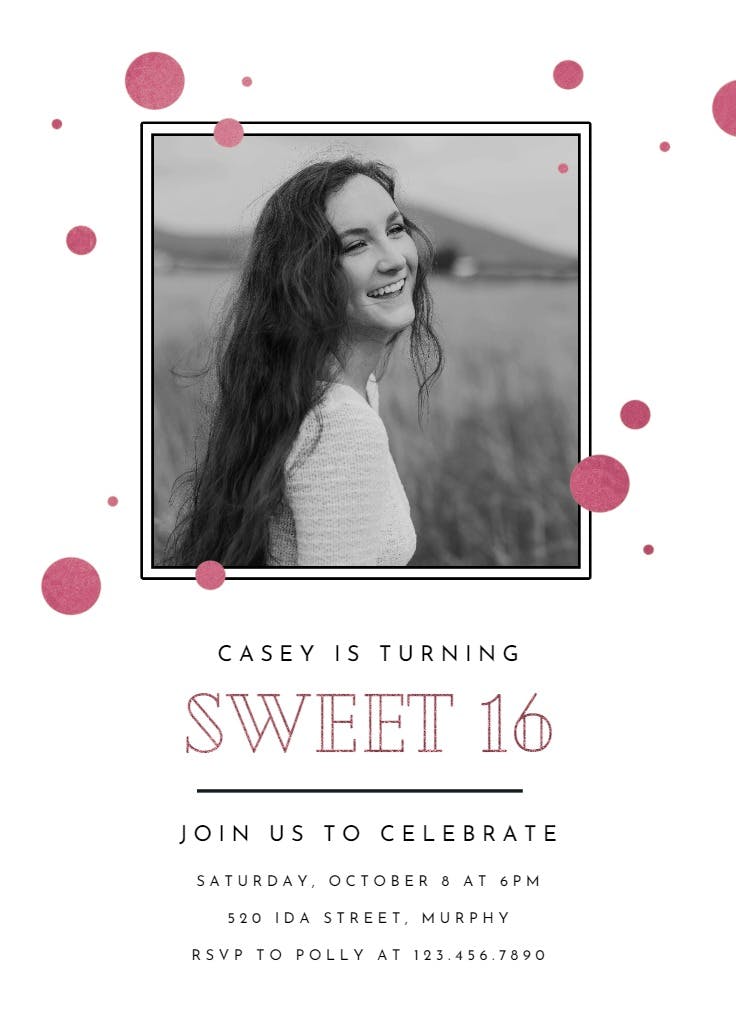 Modern dots - sweet 16 invitation