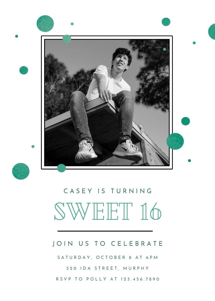 Modern dots - sweet 16 invitation