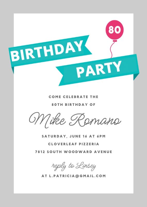 Modern party -  invitación de cumpleaños