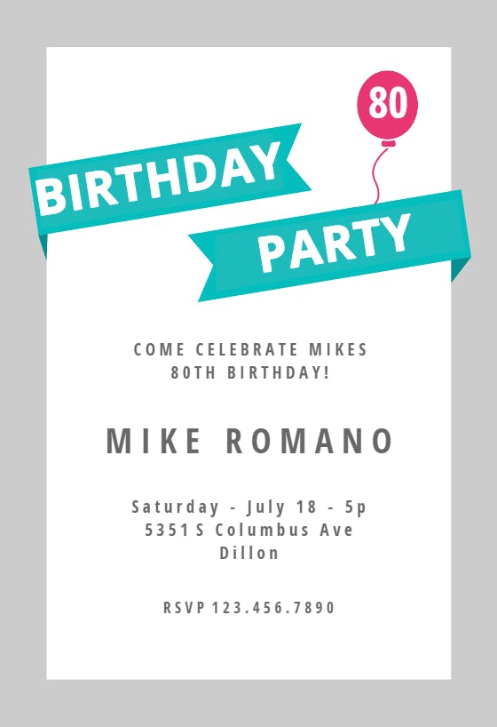 Modern party - birthday invitation