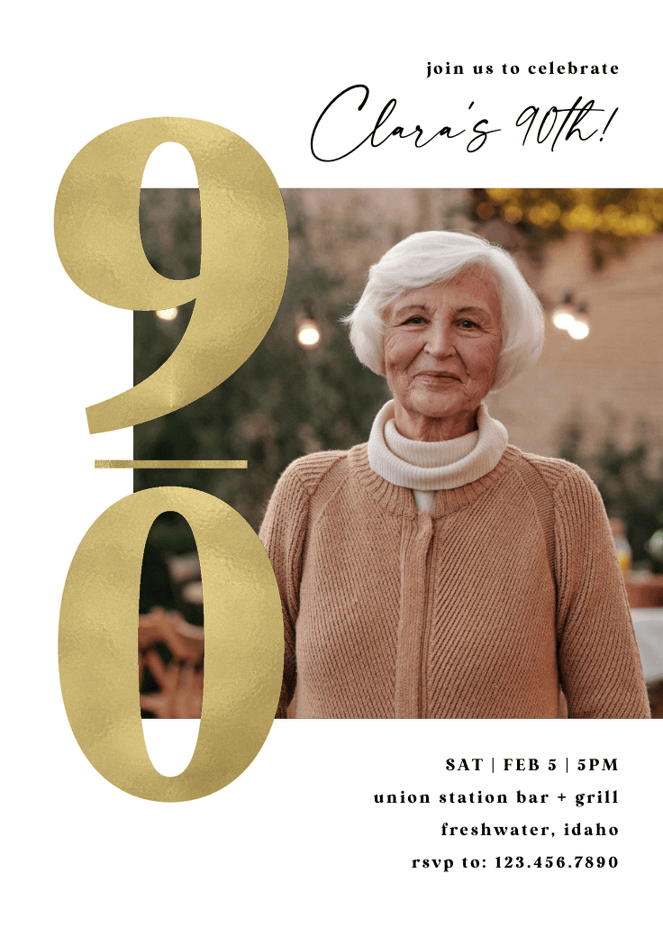 Ninety shining - invitación de cumpleaños
