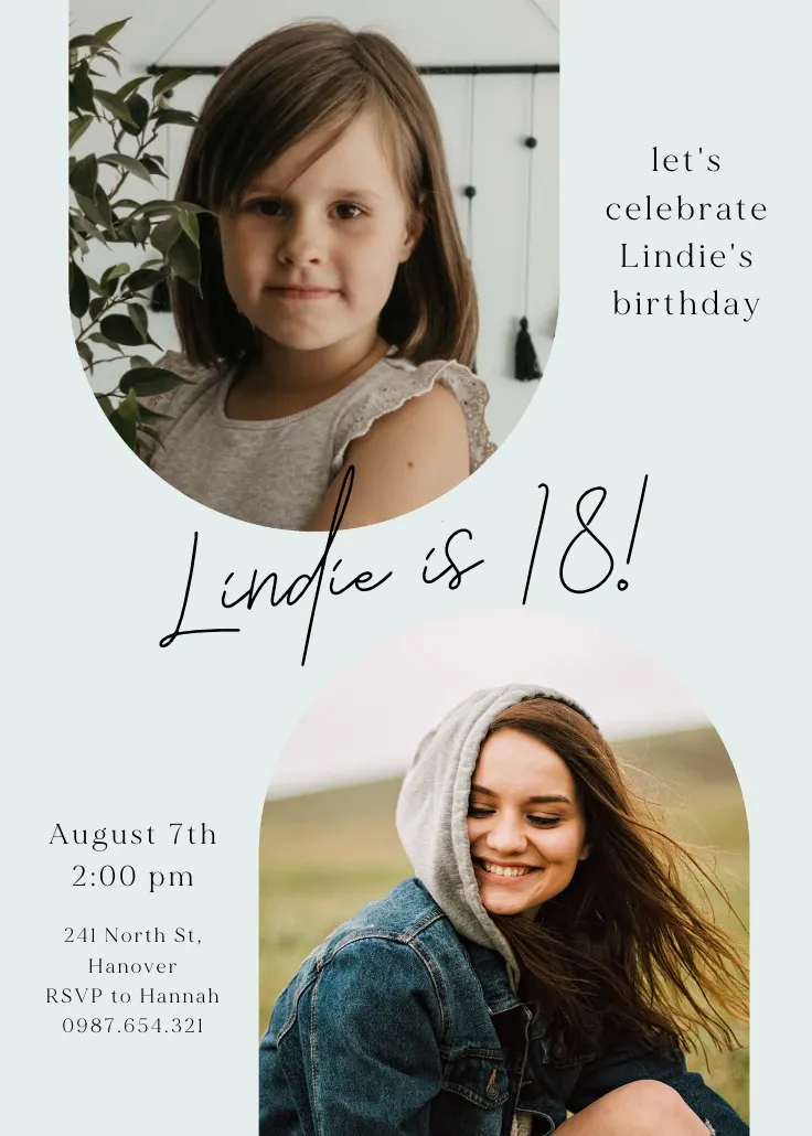 Now & then - birthday invitation