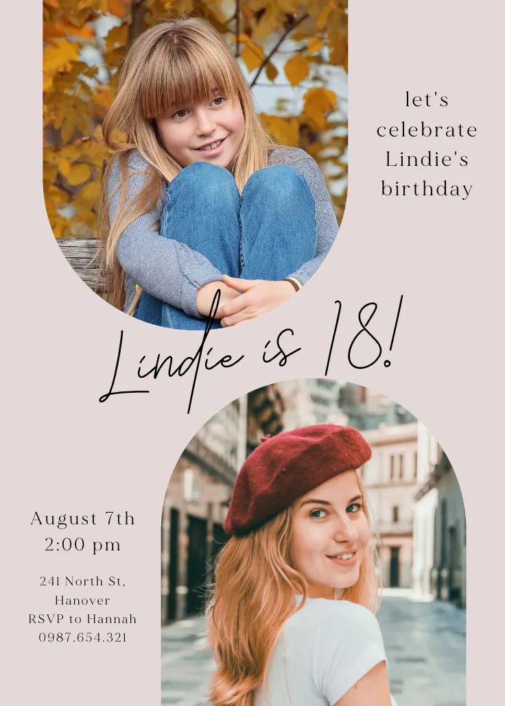 Now & then - birthday invitation