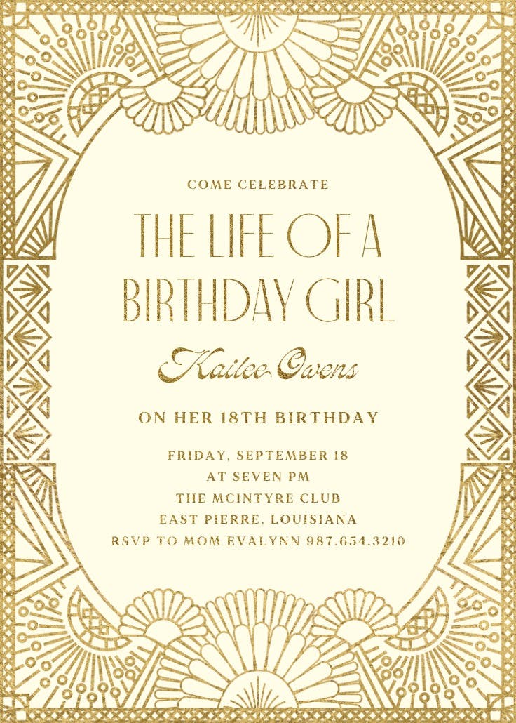 Orange glitz - birthday invitation