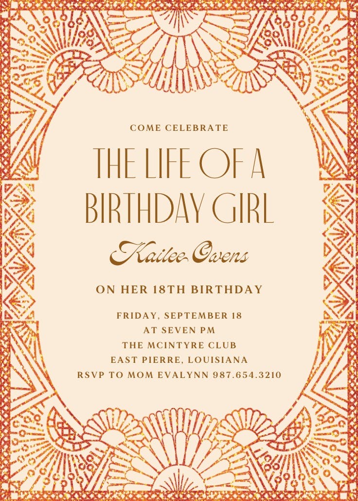 Orange glitz - invitation