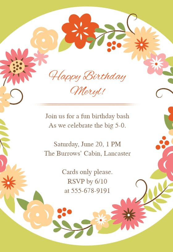 Parade of petals - birthday invitation