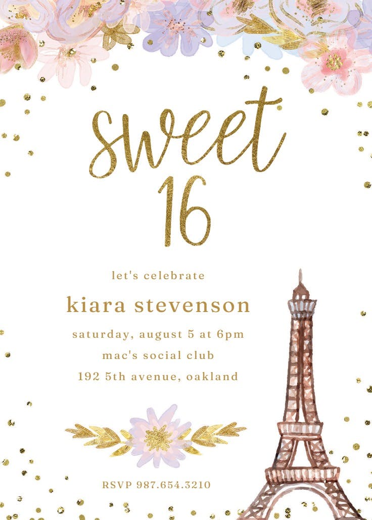 Paris love - invitación de cumpleaños