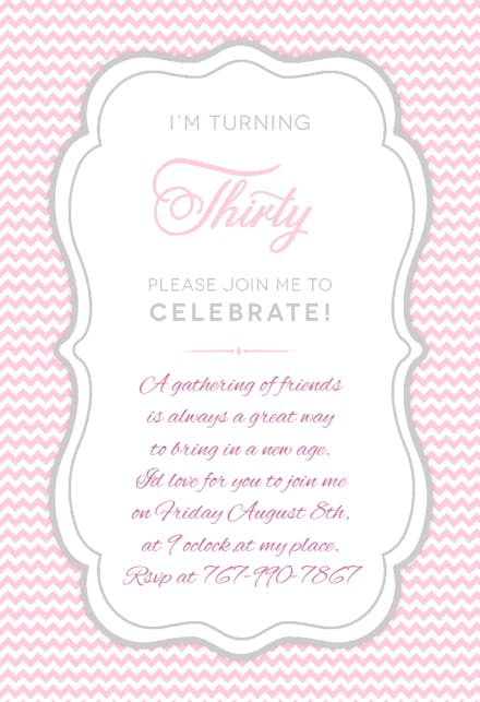 Pink 30th Birthday Party - Birthday Invitation