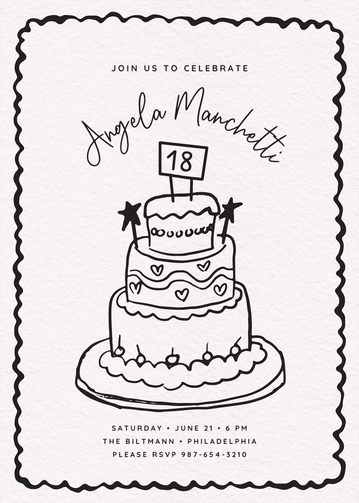 Pink glitter cake - invitación de cumpleaños