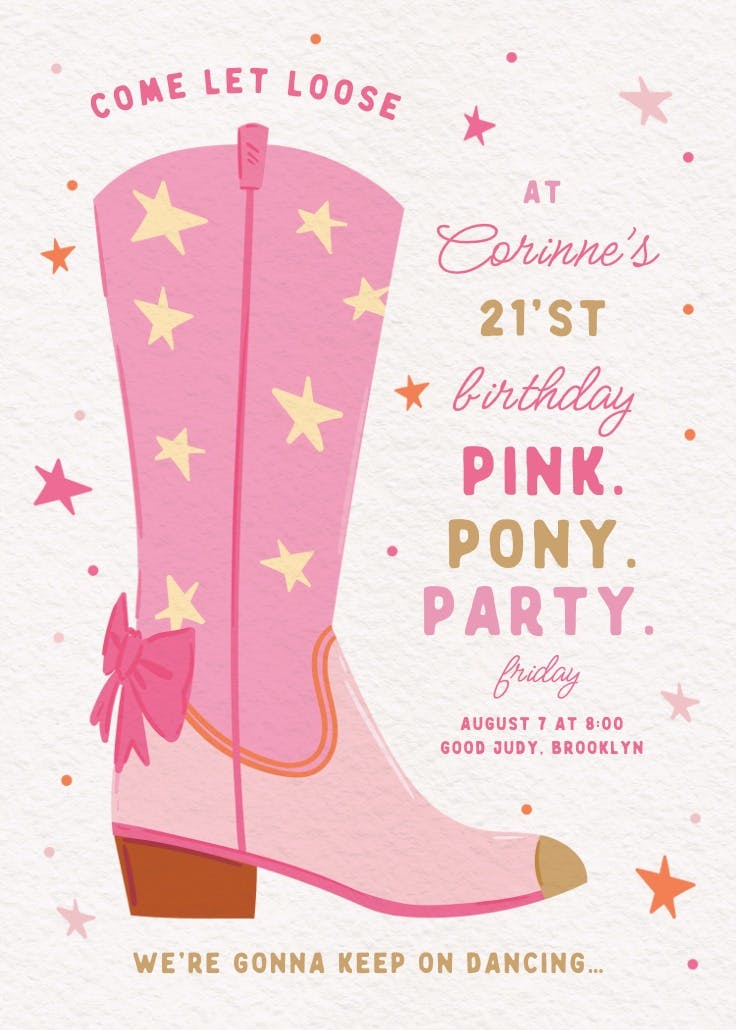 Pink pony - printable party invitation