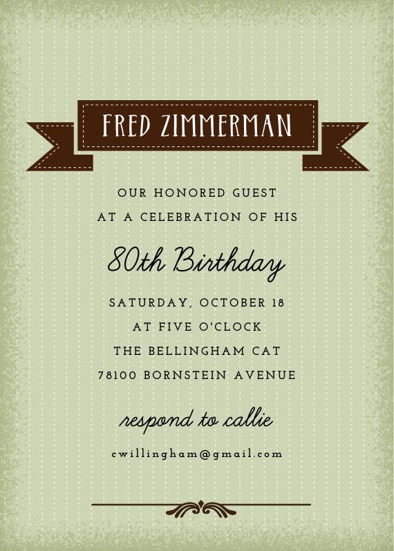 Pinstripes and stitching - birthday invitation