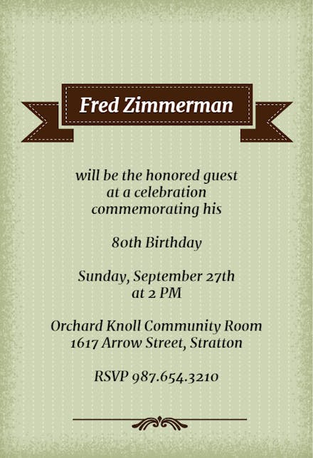 Pinstripes and Stitching - Birthday Invitation