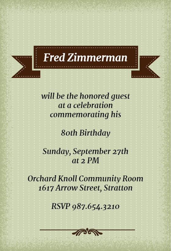 Pinstripes and stitching - birthday invitation