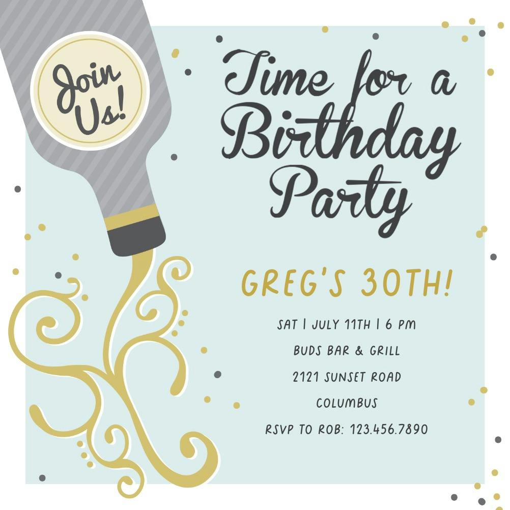 Pour a happy birthday - birthday invitation
