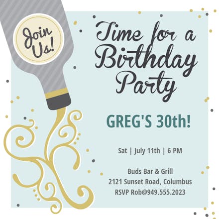 Pour a Happy Birthday - Birthday Invitation