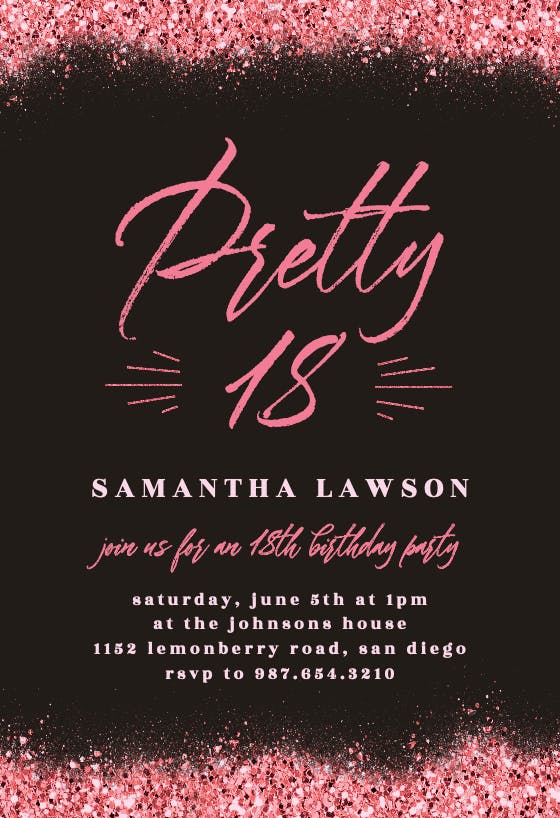Pretty 18 -  invitación de cumpleaños