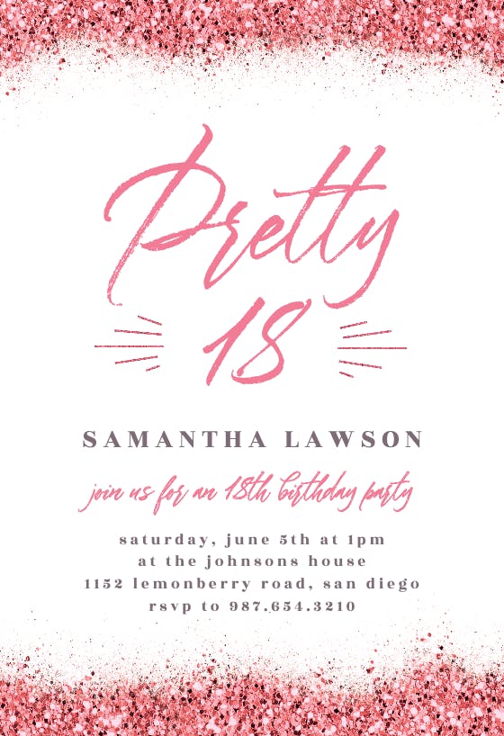Pretty 18 -  invitación de cumpleaños
