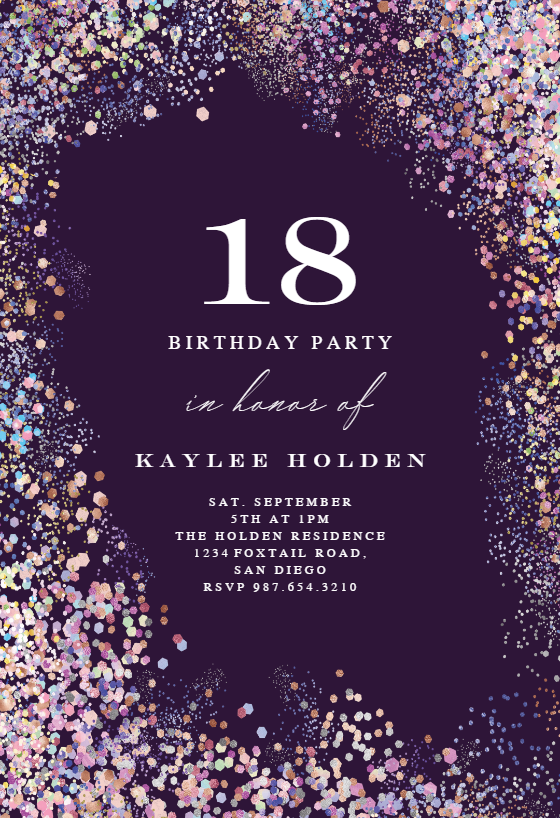 18th birthday invitation card