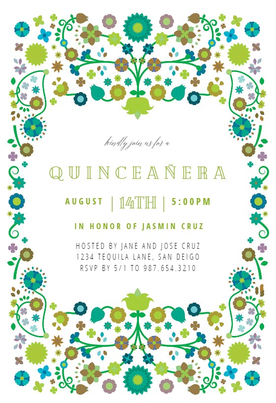 Quinceanera fiesta - birthday invitation