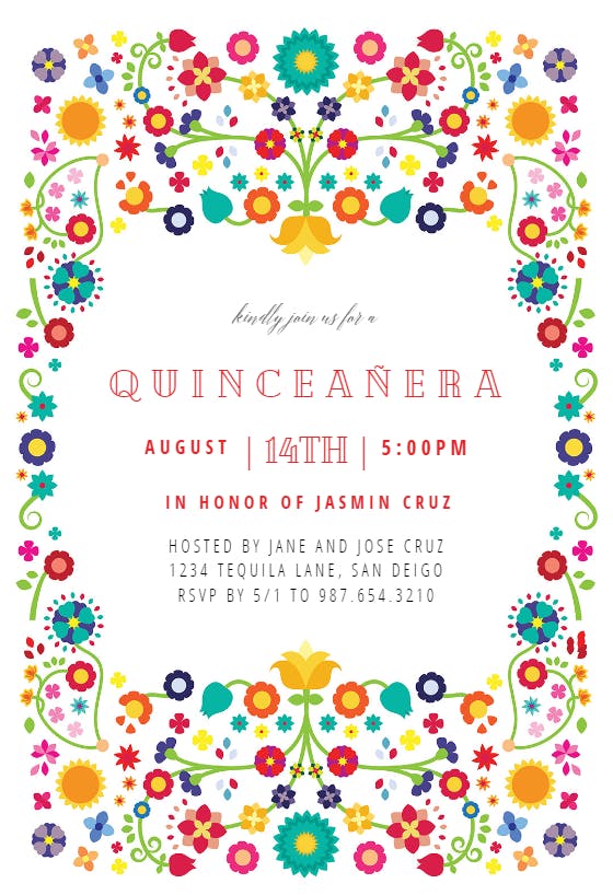 Quinceanera fiesta - birthday invitation