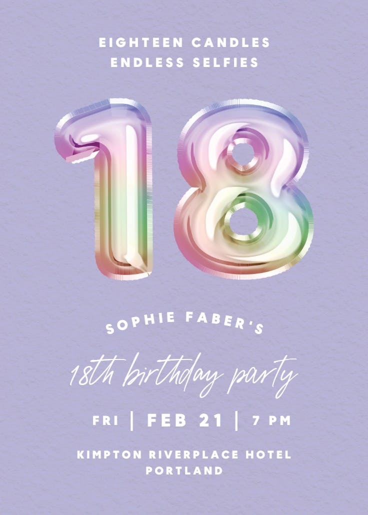 Rainbow foil - birthday invitation