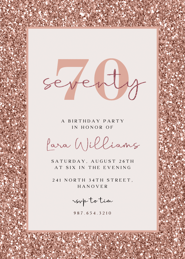 Rose gold glitter - invitación de cumpleaños