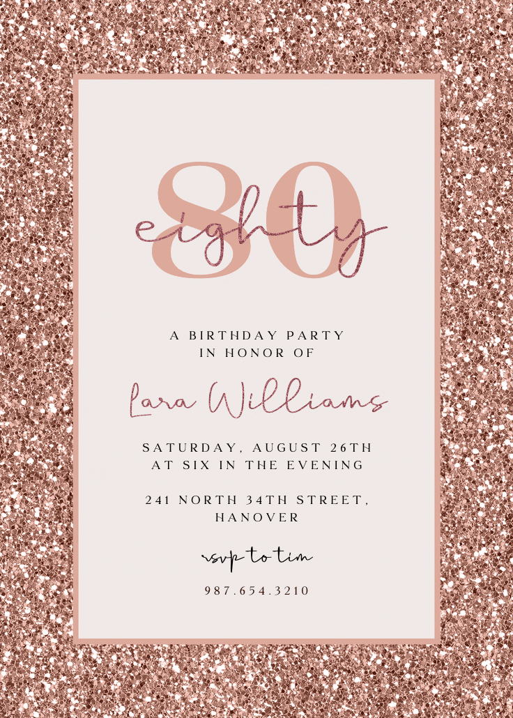 Rose gold glitter - invitación de cumpleaños