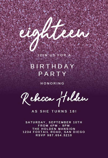 Rose Gold Glitter - Birthday Invitation Template (Free) | Greetings Island