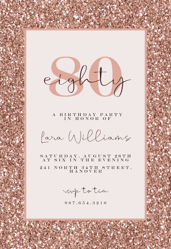 Rose gold glitter - birthday invitation