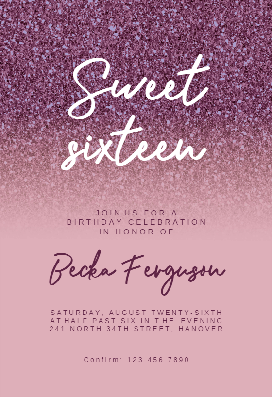 EDITABLE Sweet Sixteen Birthday Invitation Template Instant Download Printable Sweet 16 Birthday Party Invitation Template 16th Birthday