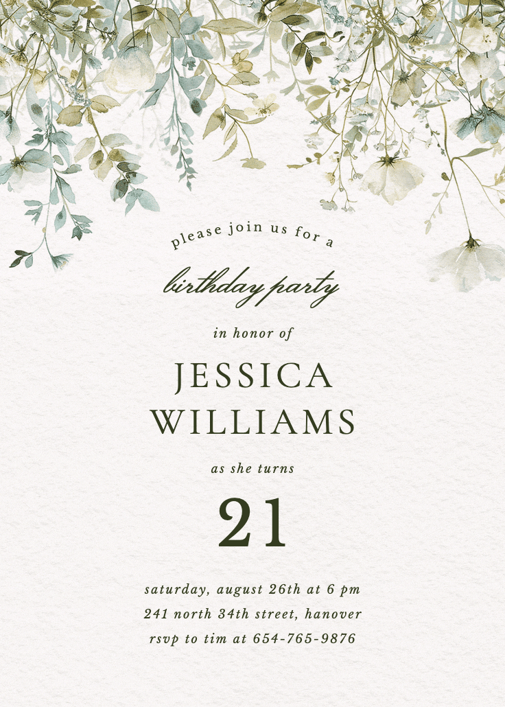 Sage leaves - printable party invitation