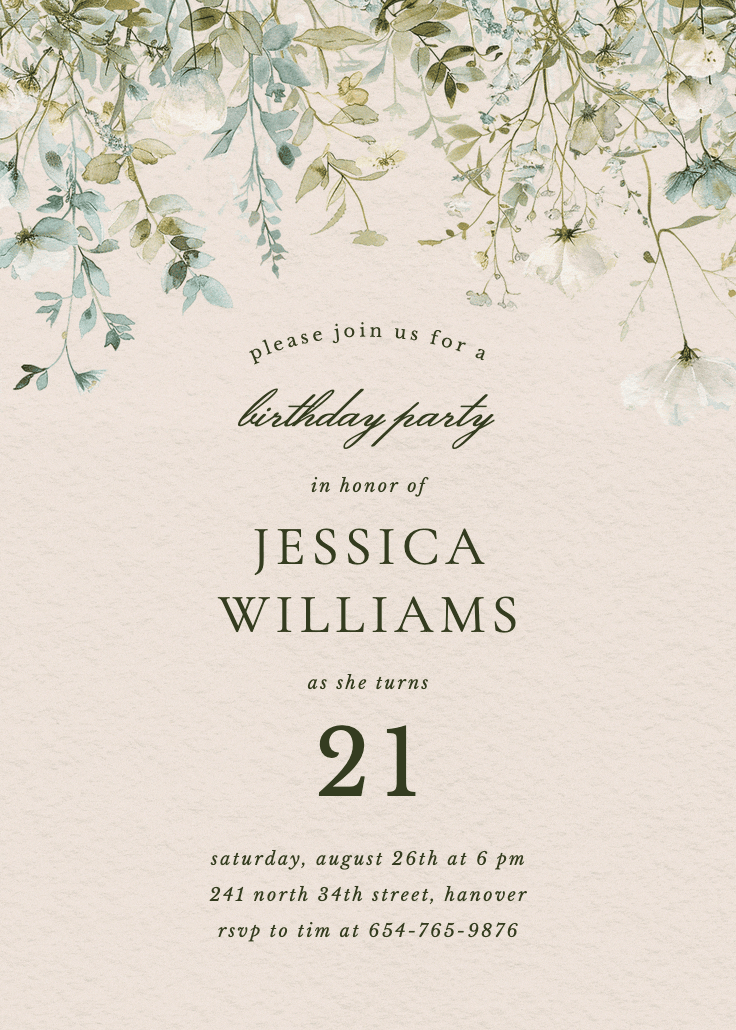 Sage leaves - invitación de cumpleaños