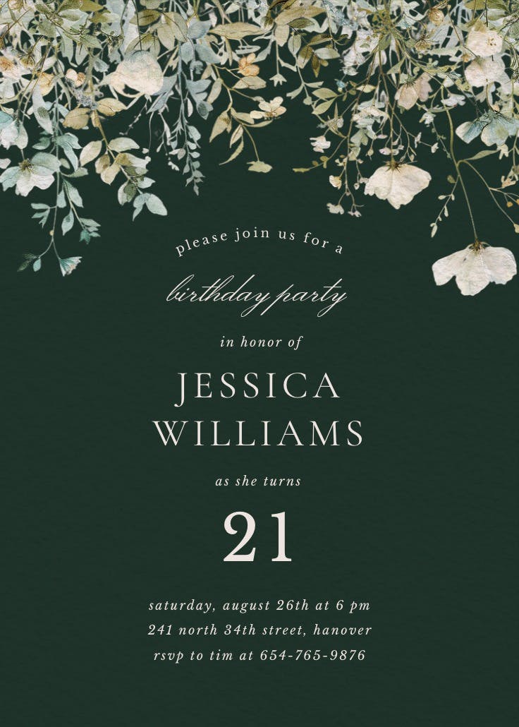 Sage leaves - invitación de cumpleaños