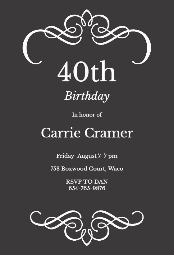 40th Birthday Invitation Templates (Free) | Greetings Island