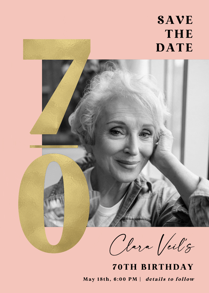 Seventy shining - invitación de cumpleaños