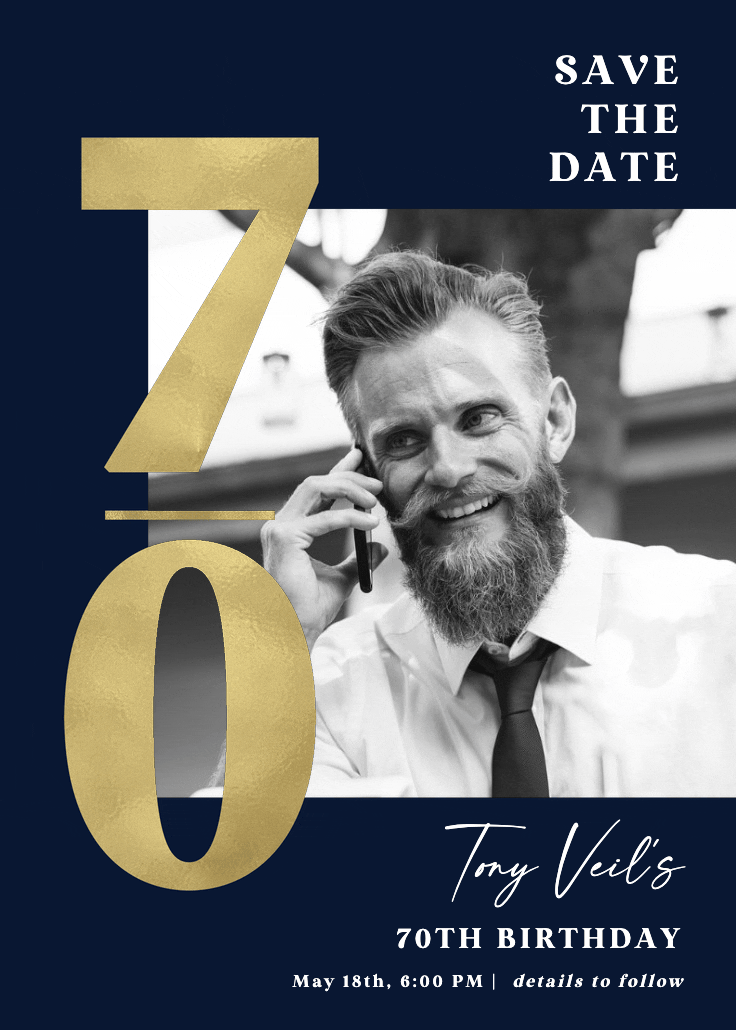 Seventy shining - invitación de cumpleaños