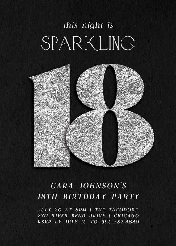 Shimmering numbers - birthday invitation