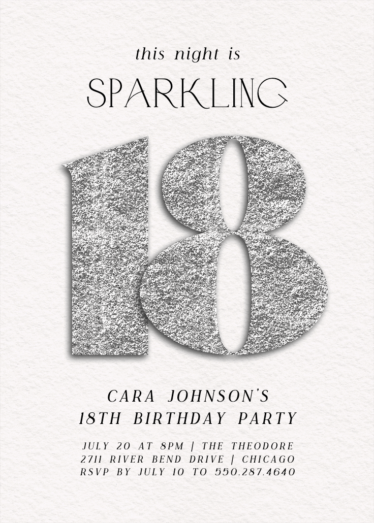 Shimmering numbers - birthday invitation
