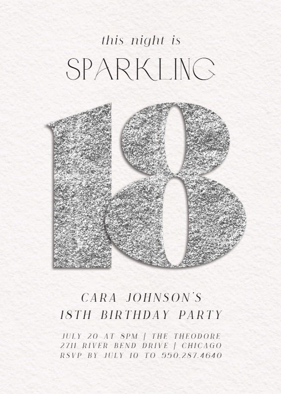 Shimmering numbers - birthday invitation