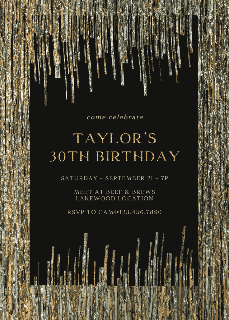 Silver strands - invitación de cumpleaños