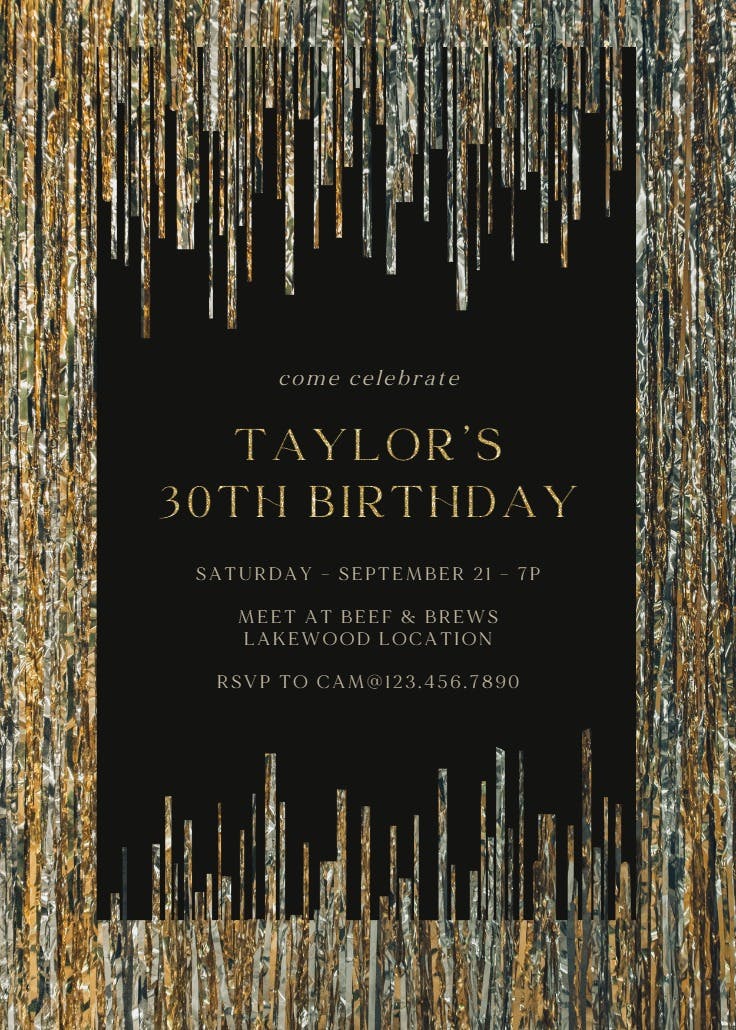 Silver strands - birthday invitation