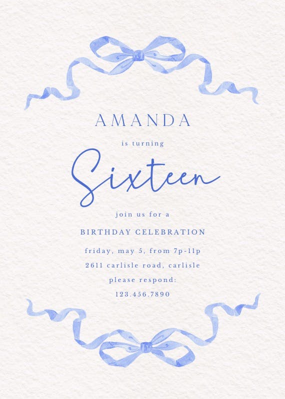 Simplistic ribbon - birthday invitation