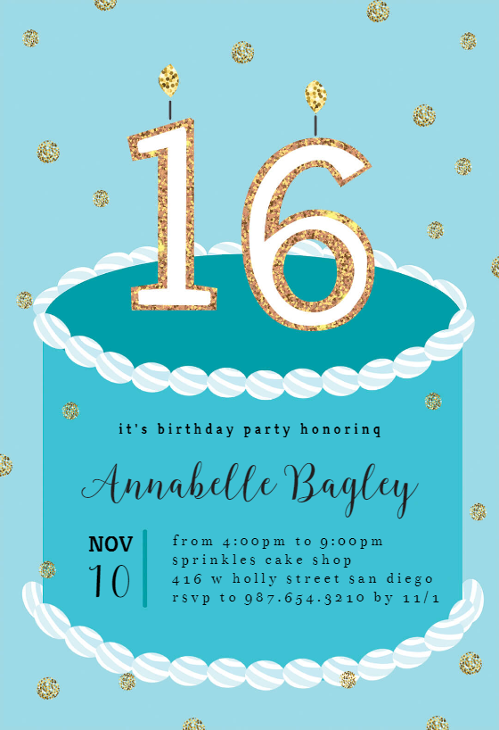 Sixteen Candles Sweet 16 Invitation Template (Free) Greetings Island