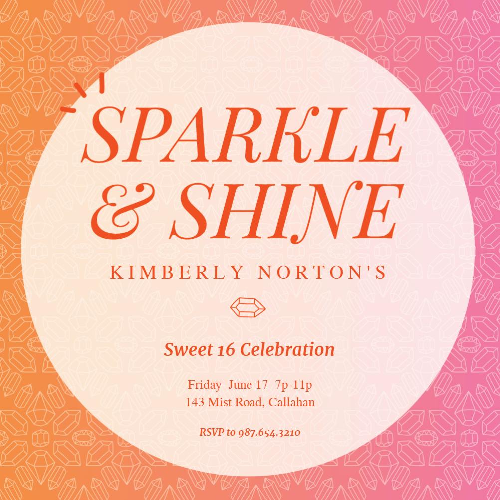 Sparkle & shine -  invitación de cumpleaños