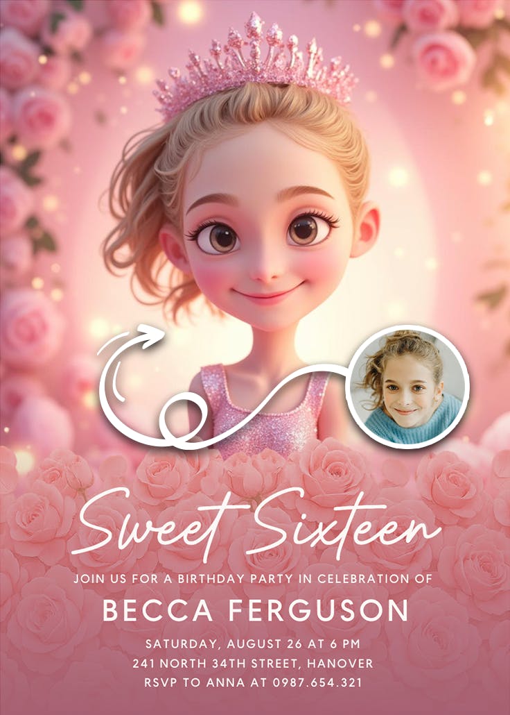 Sparkling roses - invitación de cumpleaños