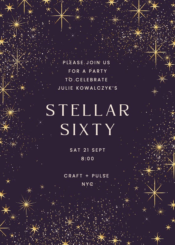 Stellar -  invitación de cumpleaños