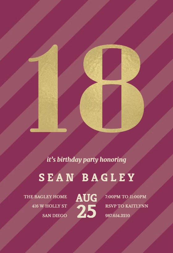 Striped - birthday invitation